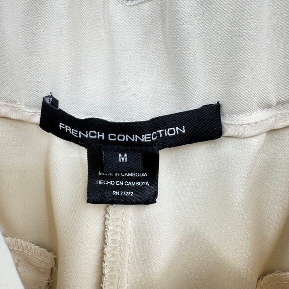 French Connection Cream Wide Leg Pleated High Waist Trouser Career Pants - Picture 9 of 11